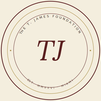 The T. James Foundation seal